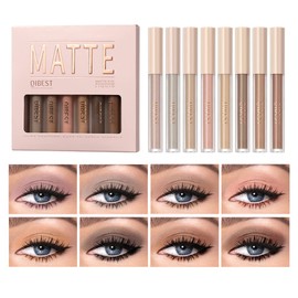 Anglicolor Matte Flüssiger Lidschatten Set, 8 Farben Hochpigmentierte Matte Natürliche Nude Flüssige Lidschatten, Langanhaltendes Schnell Trocknendes Augen Makeup (8 Farben Set A2)