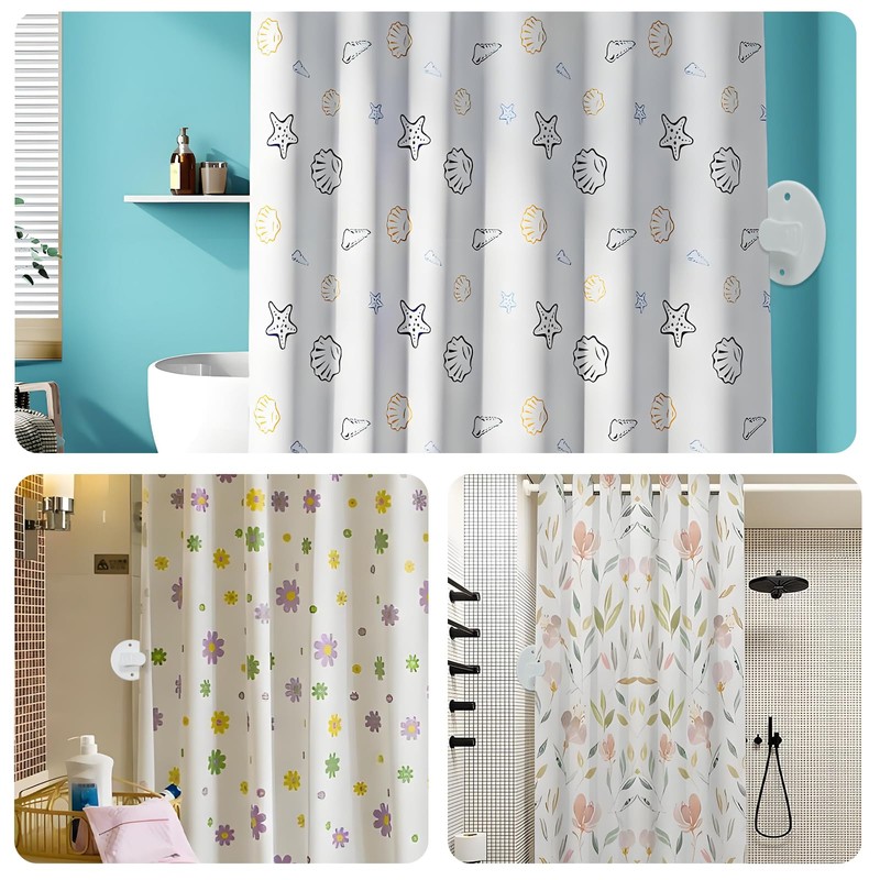 6 Pack Shower Curtain Clips, Self Adhesive White Shower Splash
