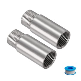Awclub Brazo de extensión para cabezal de ducha, 2 unidades de 2.4 pulgadas G1/2 macho x rosca hembra G1/2 304 acoplador de tubería de acero inoxidable fundido, color plateado
