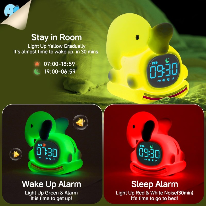 Alarm Clock for Kids with Night Light, Sleep Training Clock