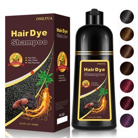 Dark Wine Red Hair Dye Shampoo, 100% Gray Hair Coverage for Men & Women, Instant and Long-lasting Hair Color Shampoo in Minutes, 3 in 1 Pure Plant Extract Natural Hair Dye Kit for All Hair Types