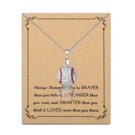 BNQL Softball Necklace for Girls Softball Gifts Jewelry Softball Lover Gifts for Softball Players Softball Charm Necklace, Large, Stainless Steel, No Gemstone