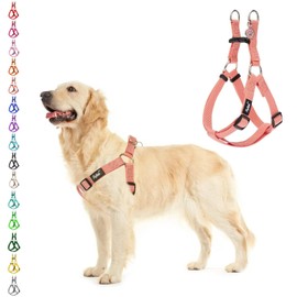 PUPTECK No Pull Dog Harness Soft Adjustable Basic Nylon Step in Puppy Vest Outdoor Walking with ID Tag Medium LightCoral