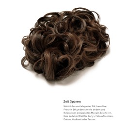 Luxiremi Hairpiece Bun Scrunchie Updo Curly Dark Brown Highlights Thick Hair Bun Hair Extension Combs in Bun Hairpiece for Women Ladies