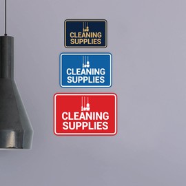 Signs ByLITA - Letrero clásico enmarcado para suministros de limpieza (azul)