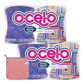 Sassy Scrub Sponges With Beyondeals Cleaning Towel - Non Scratch Sponges, Sponges Kitchen For Non-Stick Cookware & Countertops, 100% Recycled Fibers, Kitchen Sponges~ [Pack Of 2]