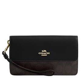 Coach Foldover Wristlet, IM/Walnut/Black