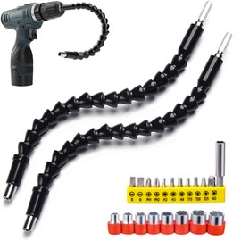 Tomorotec 22-Piece Flexible Drill Bit Extension Kit for Confined Spaces - 2 11.8" Shafts, 11 Screwdriver Bits, 8 Socket Wrenches & Extension Holder - Durable High-Carbon Steel & Plastic Construction