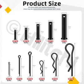 Hilitchi 67Pcs 5Sizes M5 M6 M8 M10 M12 Black Clevis Pins Assortment Kit with Cotter Pin Hair Pin Zinc Plated Steel Flat Head Clevis Pins Single Hole Clevis Pin for Mechanics Repair