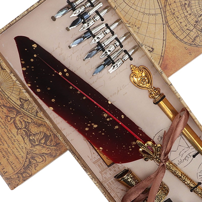 Quill Pen Set Exquisite Retro Smoothing Writing Feather Pen Caligraphy