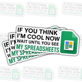 (3psc) If You Think I'm Cool Now Wait Until You See My Spreadsheets Sticker, Accountant Sticker, Funny Work Office Stickers Coworkers, Employees, for Laptop Water Bottle Car Phone Helmet Window