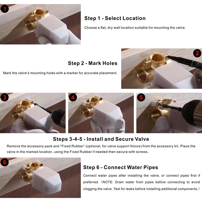 SKOWLL Shower Valve Kit Wall Mount Shower Mixing Valve Kit