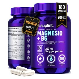 Citrato de Magnesio 200 mg con Vitamina B6 + Magnesio Complex – Suplemento Vegano de Alta Absorción – Magnesio en Cápsulas para Hombre y Mujer – Sin O