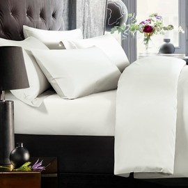 NTBAY 500 Thread Count 100% Egyptian Cotton King Fitted Sheet, Super Soft Cozy and Breathable Deep 12" / 30cm Fitted Bed Sheet, White