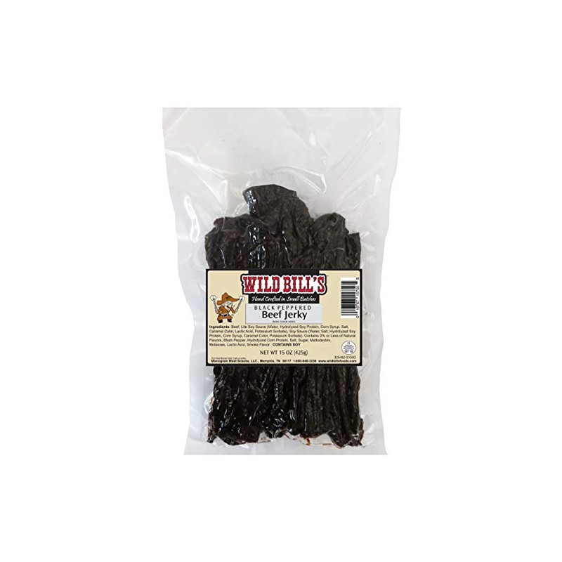 Wild Bills Black Peppered Beef Jerky Strips, 30-Count, 15-Ounce
