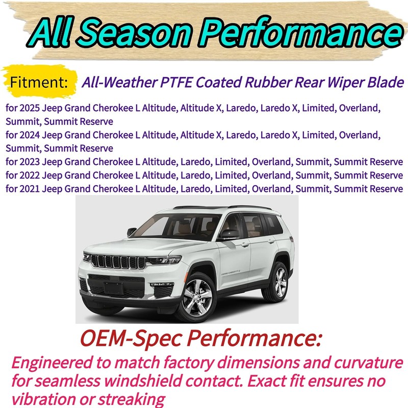 Rear Wiper Blade for Jeep Grand Cherokee L 2025 2024