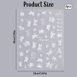 2 Blatt 5D Geprägte Blume Nagelsticker Ausgehöhlt Blumen Nail Sticker Weiß Floral Nageldesign Selbstklebend Nail Art Sticker Dekoration Bohème Perle Blume Aufkleber Nägel Zubehör