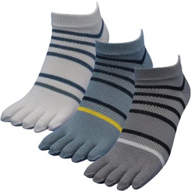 Hayashi AG938 Men's 5 Toe Deodorizing All Mesh Socks for Military Feet 3 Pairs Silver Ion Short Socks with Ag-Max Toes for a Comfortable Comfortable Wear Ankle Length 9.6 - 10.6 inches (24.5 - 27 cm),