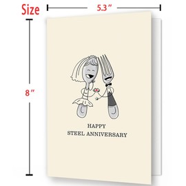 Bestmelo 11 Year Anniversary Card,11th Anniversary Card Gifts,11 Year Wedding Anniversary Day Gifts,Happy Steel Anniversary,8x5.3 Inches,Double-Sided