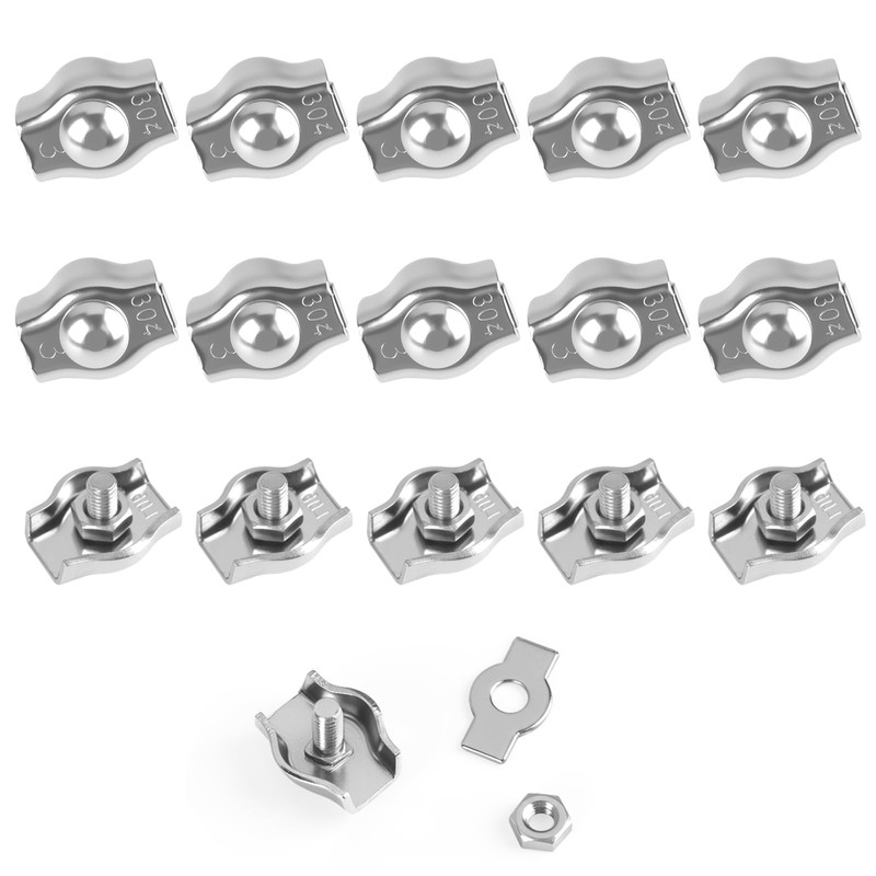 Pack of 15 Wire Rope Clips M3 Made of Stainless