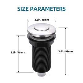 RQYEKDO Garbage Disposal Air Switch Kitchen Sink Top Long Stainless Steel Polished Nickel Long 2.5" for Food and Waste Disposal On/Off Air Button Parts Polished