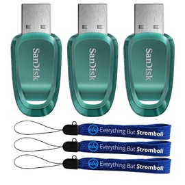 SanDisk Ultra Eco USB 3.2 Flash Drive 3-Pack 512GB Gen 1 USB-A High Performance Thumb Drive for Computers, Laptops, 100MB/s (SDCZ96-512G-G46) Bundle with (3) Everything But Stromboli Lanyards