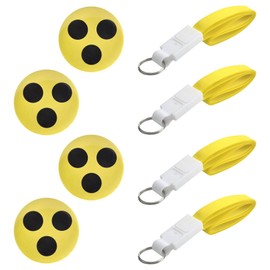 TNSLAND Pack of 4 Blind Badges Blind Pins with 4 Lanyards High-Quality Blind Badge Blind Badge Blind Buttons Badge for Blind and Visually Impaired, Yellow, black