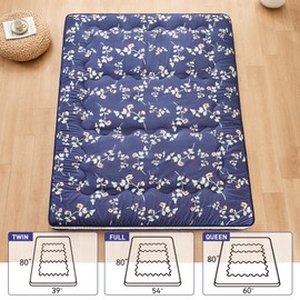 Dr.Futon Japanese Floor Futon Mattress Extra Thick Folding Roll Up Bed Topper Mat for Guest,Lounger and Tavel