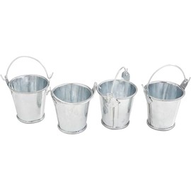 VBS Miniature Zinc Buckets, 4 Pieces Metallic Mini Buckets for Crafts, Height 3.5 cm, Decorative Decoration for DIY Projects, Versatile Use