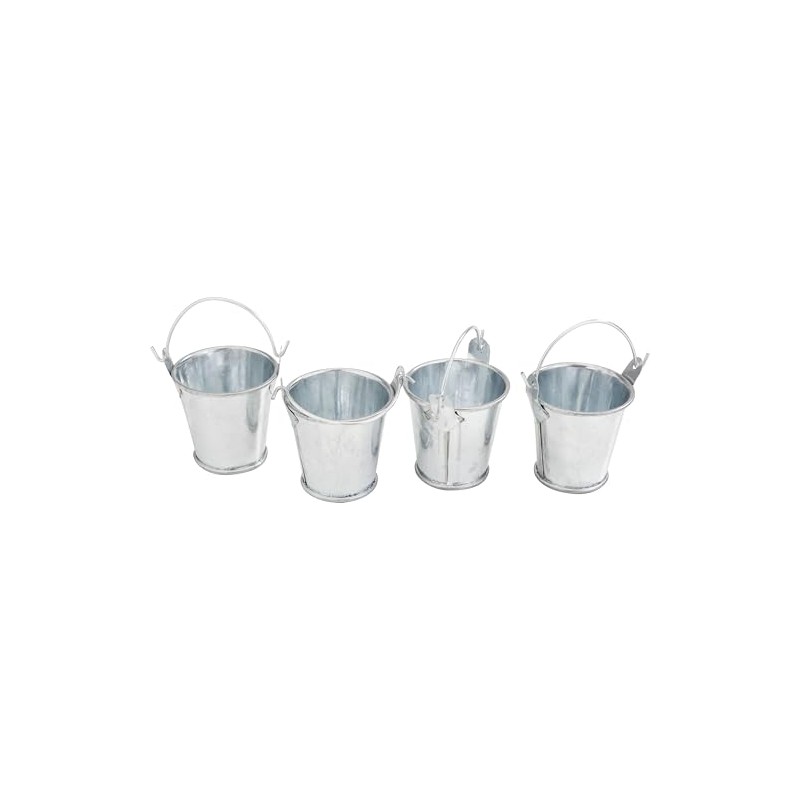 VBS Miniature Zinc Buckets, 4 Pieces Metallic Mini Buckets for