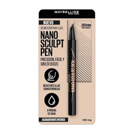 Maybelline Nano Sculpt Pen Delineador de Ojos Líquido con Punta Angular Extra Fina para Trazos de Alta Definición y Looks de Larga Duración, Tono Negro Intenso.