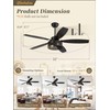 52 Inch Farmhouse Ceiling Fan with Light and Remote, Black