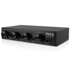 Pyle 4 Channel High Power Stereo Speaker Selector with Volume Control - Rugged and Durable Housing Construction, Cabinet Heat Sink, Plug and Play Easy Install - PLSHVC412