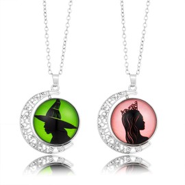 Morbuutii 2PCS Wicked Elphaba and Glinda Choker Necklace for Women, Wicked Merch Accessories Gifts (Double-Sided necklace)