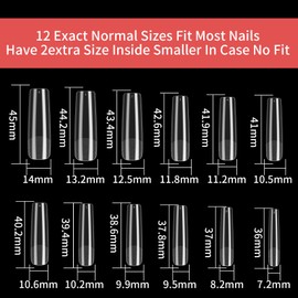 KOXXIAMOQ Nail Tips, Pack of 240 Nail Tips for Gel Nails, Natural False Nails Tips Set, Transparent, Full Cover Artificial Nails, Artificial Nail Tips, Traceless for DIY Ballerina Nail (Transparent)