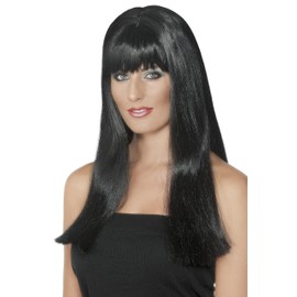 Mystique Black Long Straight Divided Wig for Adult Women, Black