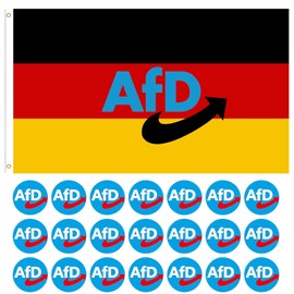 AFD Logo Stickers + AFD Flag 150 x 90 cm, 4.5 cm Round AFD Logo Pack of 50 | AFD politics sticker, new election AFD sticker, , good viscosity