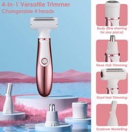 Vacto 4 in 1 Electric Razors for Women, Portable Electric Shaver for Women, Rechargeable Women Electric Trimmer for Face Arm Body Legs Underarm Bikini