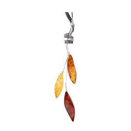 Designer Inspirations Boutique Amber Sterling Silver Necklace - Unusual Drop Design Amber Necklace - Amber Jewellery 030235