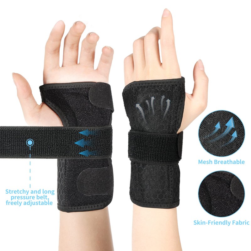 MILAIUN Wrist Support with Metal Splint Stabiliser Adjustable Day Night