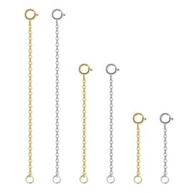 Yitexin 6 Pieces Gold & Silver Bracelet Necklace Extender with Clasp, 1.2", 2" & 3.1" Jewelry Chain Extenders for Necklaces, Anklets & Crafts