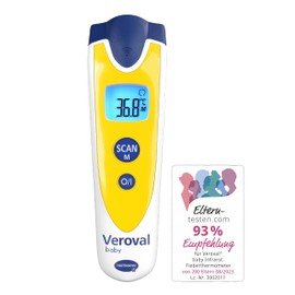 Veroval Baby Infrared Thermometer Yellow, Non-Contact and Silent Measurement, Body Temperature, Object Temperature, Ambient Temperature, Quick Measurement, Easy to Use