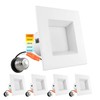 LUXRITE 4 Inch Square Recessed LED Can Lights, CCT Color