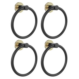SetSail Towel Holder for Bathroom Wall 4 Packs Towel Ring 304 Stainless Steel Heavy Duty Hand Towel Hanger for Bathroom Screw-in, Black and Gold
