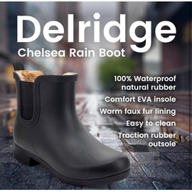 Women's Waterproof Plush Chelsea Bootie Chelsea Boot, Size 7 Black