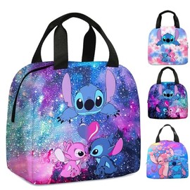 Stch Lunch Bag, 3d Printed Portable Lunch Box For Girls, Reusable Food Container, Lovely Cartoon Lunchbox, Leakproof Insulated Lunch Bag for School Nursery Travel Picnic Work Travel Beach Camping