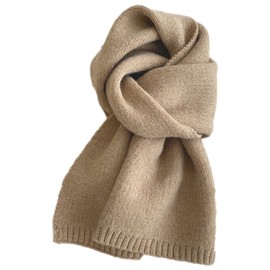 amokk Solid Winter Scarf for Girls Women Cold Weather Fashionable Knit Scarves (Khaki)