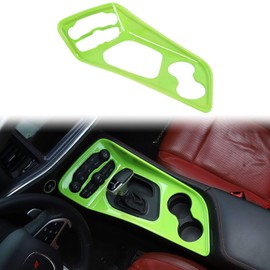 Voodonala Gear Shift Shifter Panel Shift Lever Panel Transmission Gear Selector Gearstick Panel Cover Trim Fit for 2015-2024 Dodge Challenger Interior Accessories,ABS Green