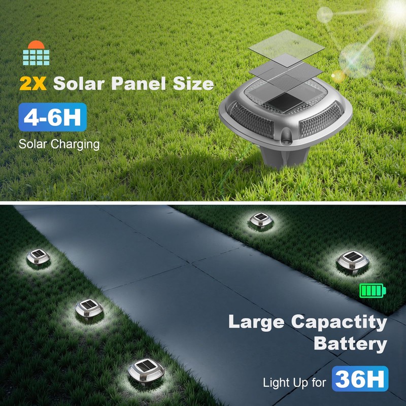 VOLISUN Solar Driveway Lights 8 Pack Waterproof Dock & Deck