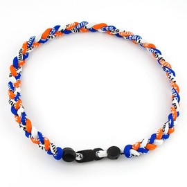 MapofBeauty 18" Sport Style Three Colors Fashion Three Braided Rope Tornado Necklace (Orange/Royal Blue/White)